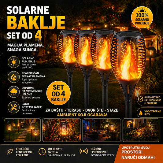 Solarne lampe-baklje set 4 komada