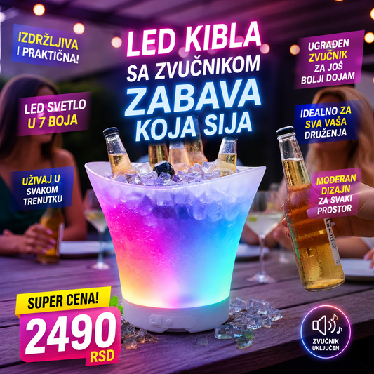 LED Kibla za hlađenje pića sa Bluetooth zvučnikom