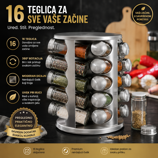 16 u 1 Veliki stalak za začine sa 16 posudica