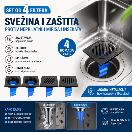 Filter za slivnik - protiv neprijatnih mirisa set 4komada