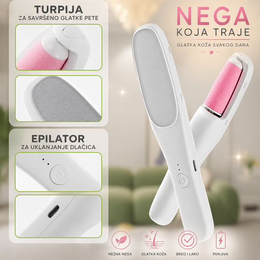 Set za negu tela-Električna turpija za pete + skidač dlačica