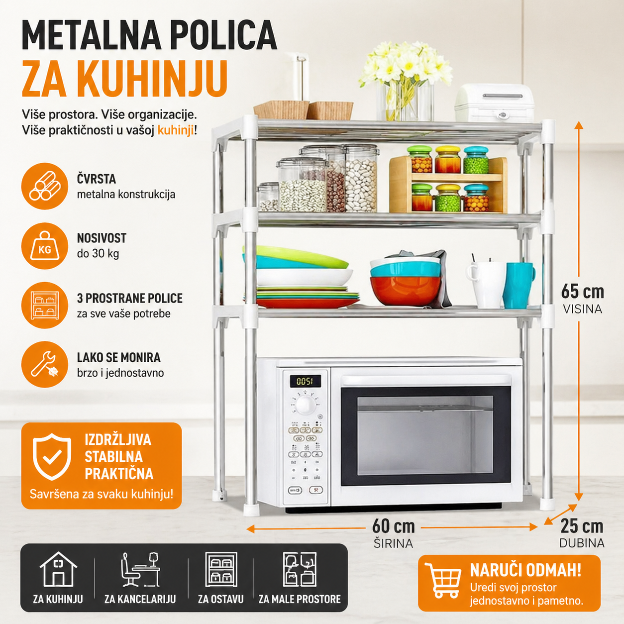 Metalna polica kuhinju i kupatilo