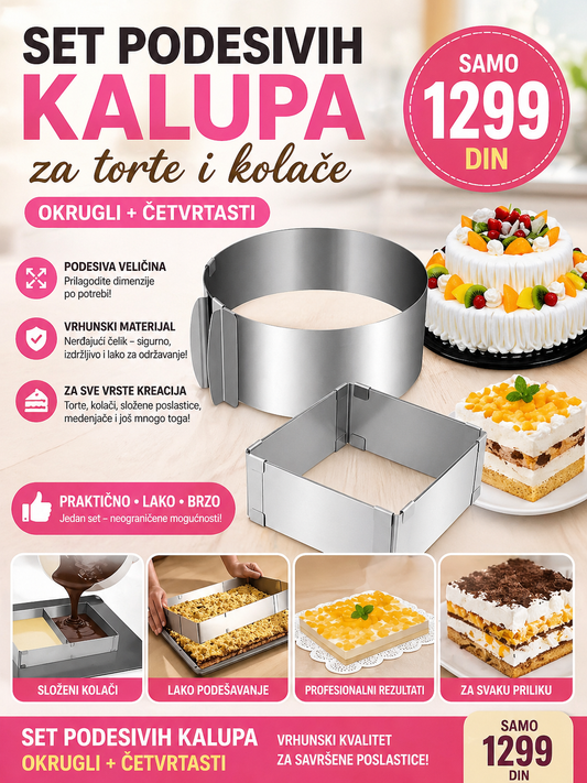 Podesivi kalupi za torte set 2 komada