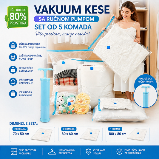 Vakum kese za orman 5 komada + ručna pumpa